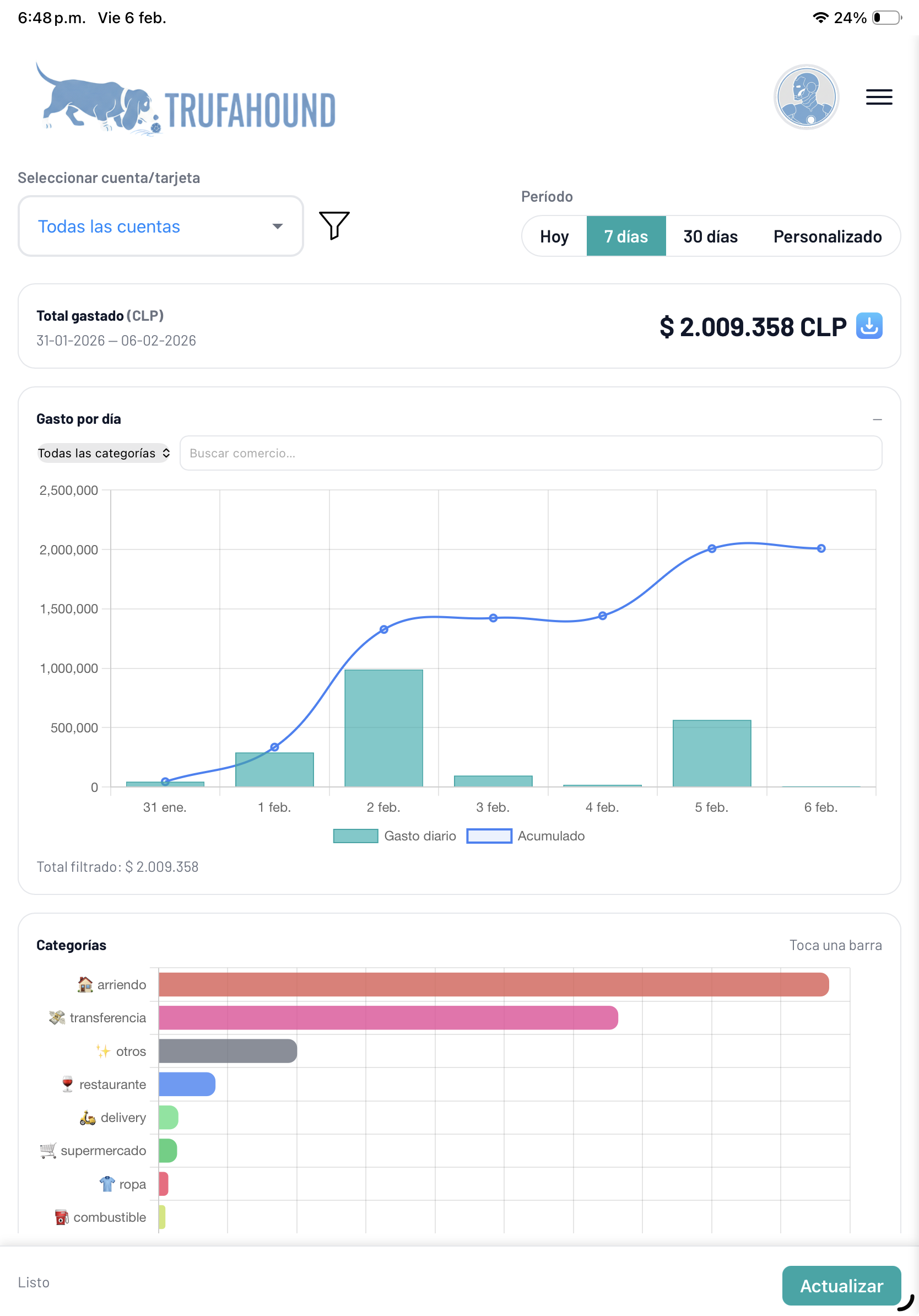 Enke — Vista de la app